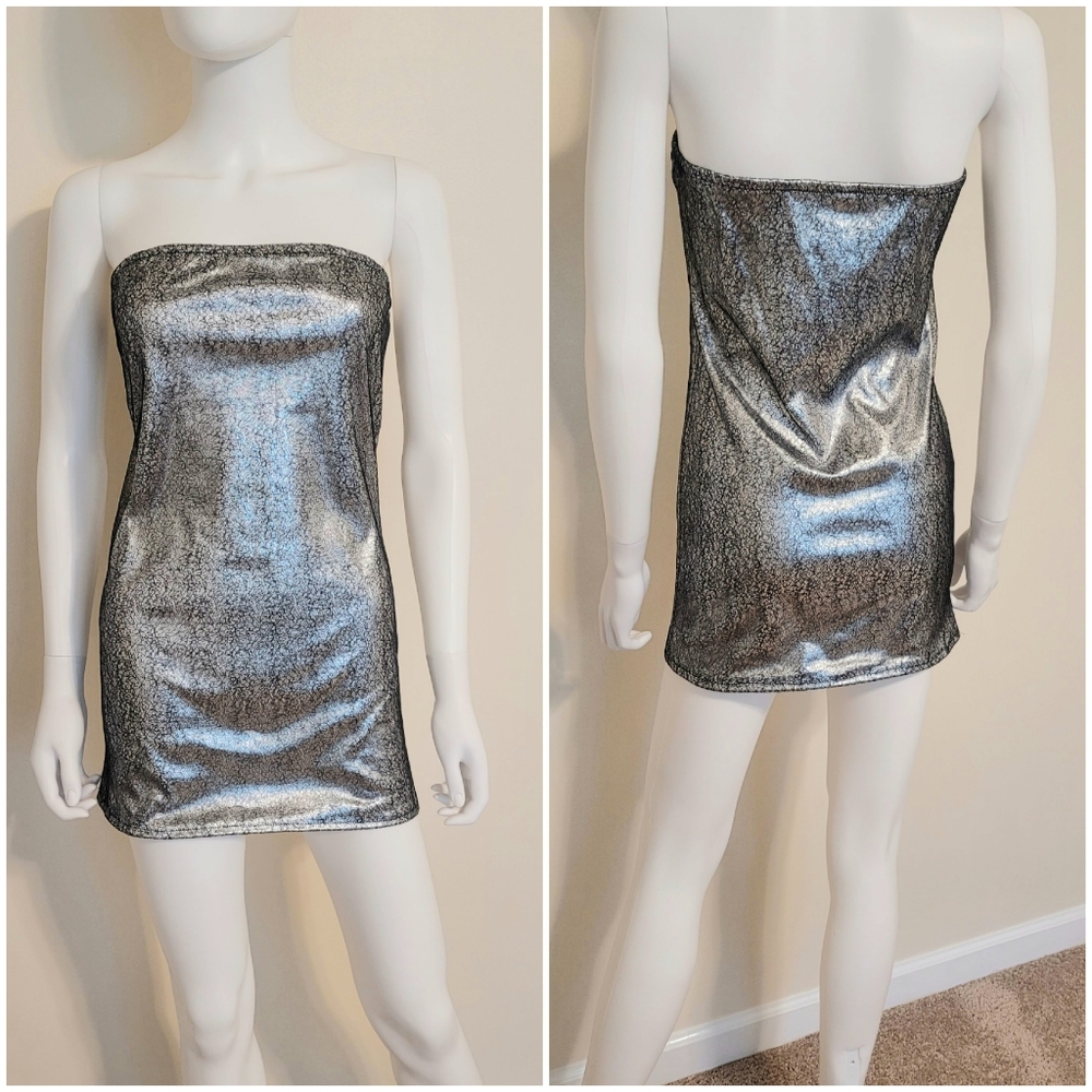 Silver and black bodycon dress